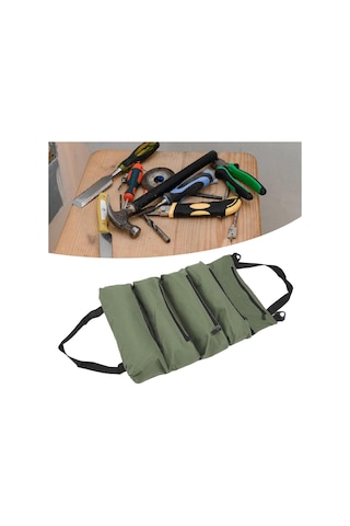 Roll Up Alet Çantası 5 Fermuarlı Cepler Taşınabilir Oxford Kumaş Elektrikçiler Alet Çantası Marangoz Tesisatçı Için Yeşil