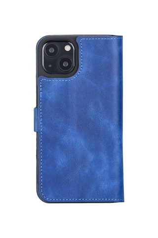 Apple Uyumlu iPhone 13 Deri Cüzdanlı Kılıf Okyanus Mavi