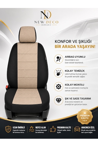Renault Clio 4 Uyumlu Oto Koltuk Kılıfı Tam Set Airbag Uyumlu 4 Mevsim Cotfit Serisi