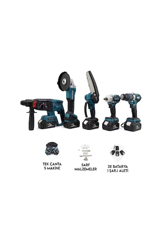 Dawreek Beşli Set MK350 (Budama Testeresi 13 MM Ç.Mandren+S.Sıkma+Ş.Spral+Ş.Hilti)