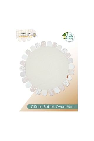 Mordesign Bebek/çocuk Oyun Halısı, Yenidoğan Emekleme Pedi, Aktivite Matı, Çok Amaçlı Minder, Sunny Serisi 125 X 125 Bej
