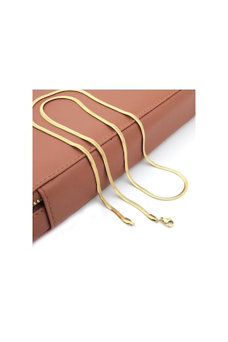 Pigado Paslanmaz Çelik Yılan Derisi Model Kolye 65 Cm Altın