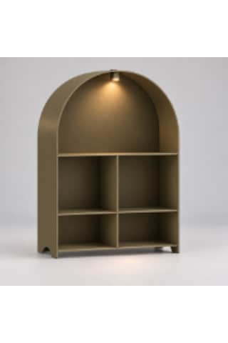 Led Işıklı Modern Metal Kitaplık Çok Amaçlı Dekoratif Raf Ev Düzenleyici Haki