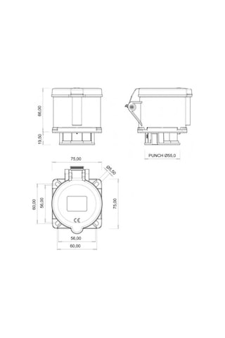 Bemis 5X32 DÜZ MAKİNE Priz CEE NORM 75X75