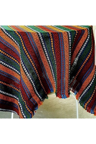 Coton Şark Köşesi Kilimi Otantik Kilim Masa Örtüsü Saçaklı Şal