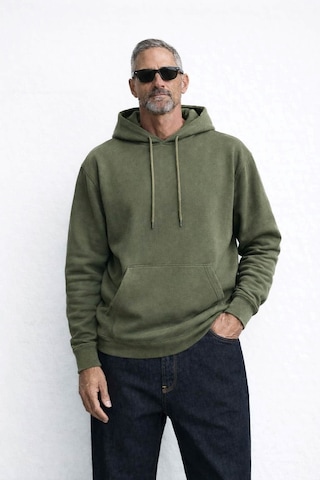İçi Polarlı Kapşonlu Erkek Sweatshirt Hoodie Haki