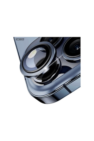 Apple Uyumlu iPhone 15 Pro Kamera Lens Koruyucu Mavi Titanyum Kolay Uygulama Aparatlı