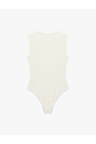 Koton Slim Fit Bisiklet Yaka Kolsuz Bodysuit Ekru 6sak10103ek