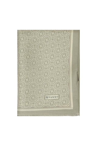 Vakko Twill İpek Şal - Helezon Monogram - Açık Taş Krem
