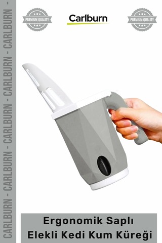 Kumküreği Ergonomik Saplı Pratik Kum Eleme Sağlam Hijyenik Hızlı Temizlik Elekli Kedi Kum Küreği