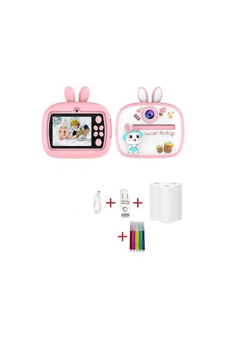 Dijital Fotoğraf Makinesi Çocuk Termal Resim Kağıt Baskılı Yazıcı Kamera Video Makinesi Cmr18 Pembe