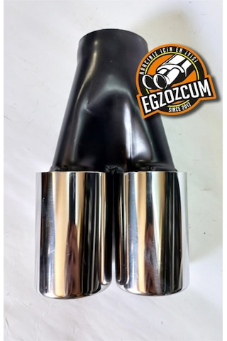 60 Mm. Krom Düz Eşit Dual Çift Çıkışlı Paslanmaz Egzoz Eksoz Ucu