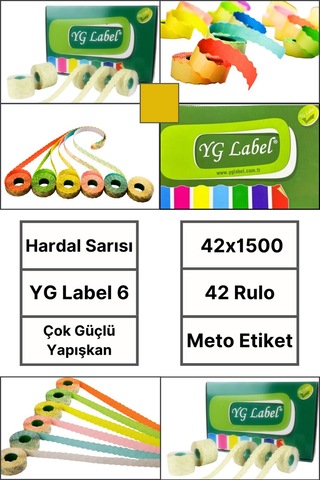 Meto Etiket Hardal Sarısı 42 Rulo 42x1500 Yg Label 6 Fiyat Etiketi Tabanca Etiketi 1