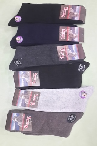 Hasyün Çorap Kuzu Yünü Dikişsiz Burunlu Erkek Çorabı 6 Adet Paket Siyah
