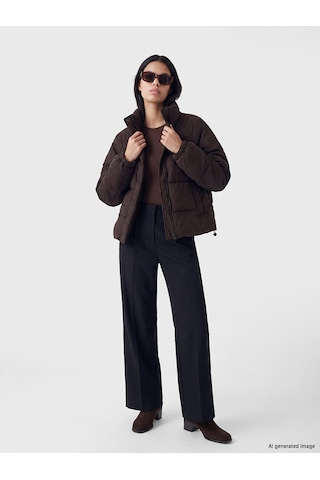 Lcw Vision Kahverengi Oversize Kadın Şişme Mont