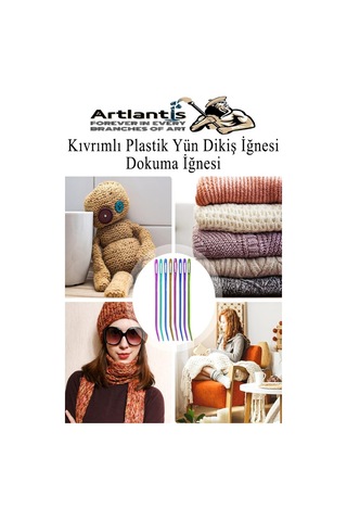 Kıvrımlı Plastik Yün İğnesi 12 Cm 10 Adet 1 Paket Plastik Dikiş Dokuma İğnesi Kavisli İplik İğne Goblen