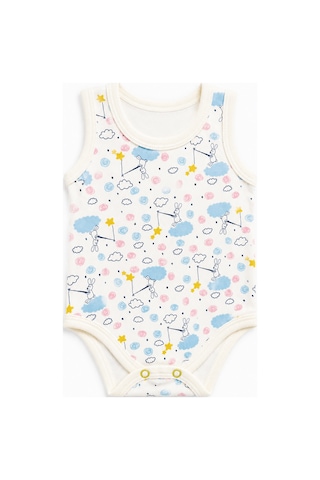 Babyhola 3'lü Bebek Çıtçıtlı Atlet Badi Bö Sevimli Hayalet Desenli 3681 Mavi