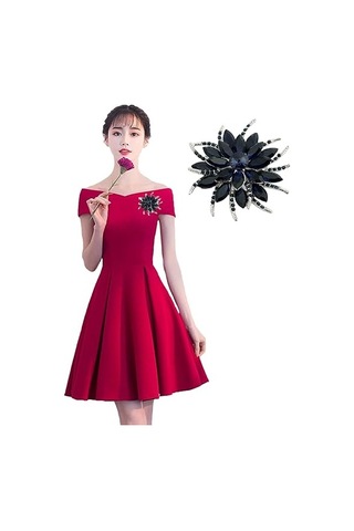 Kadın Gelinler İçin Çiçek Broş Pin Kristal Broş Mavi Oluşturuldu Siyah