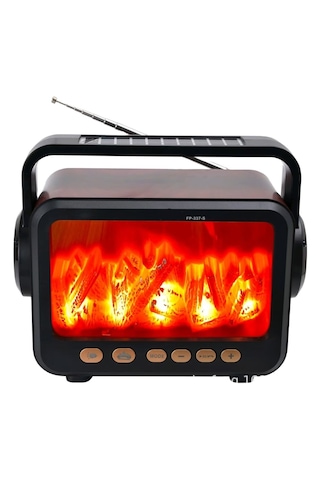 Solar Panelli Şömine Nostaljik Görünümlü Bluetooth Hoparlör Ve Fenerli Mp3 Çalar Radyo Müzik Kutusu