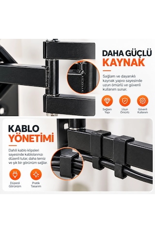 Shopytech Hareketli 32"-55" Tv Monitör Duvar Askı Aparatı 2 Kollu Tam Hareketli Max Vesa 400x400 22