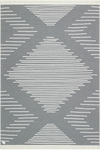 Grey Rengi Yıkanabilir Çift Taraflı Modern Desenli Dokuma Kilim