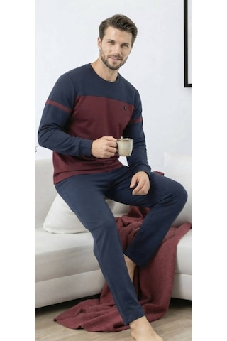 Erse %100 Pamuklu Üç İplik Erkek Eşofman-pijama Takımı - 9055355733296 Lacivert
