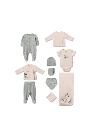 BabyCosy Organic Wear Bebek 10'lu Hastane Çıkışı Set %100 Organic Pamuk Yenidoğan Serisi - Csy8217 Mint