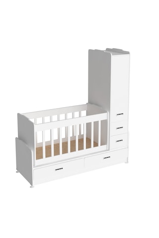 Patiko Furniture Sw 262 Dolaplı Büyüyebilen Beşik Beyaz