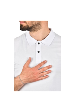 Deepsea Erkek Beyaz Dar Kesim Pamuklu Polo Yaka Tişört Slim Fit Nefes Alan Kıvrılmaz Polo Yaka Tişört 2503022 Beyaz