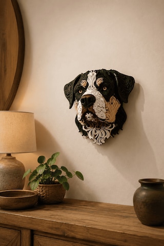 Dekoratif Köpek Başı Duvar Süsü Modern Tasarım Ev Ofis Salon Dekoru Hayvan Figürlü Hediyelik Biblo 22 X 21