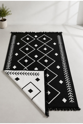 Kilim Paspas Çok Amaçlı Halı Makinede Yıkanabilir Toz Yapmaz Siyah