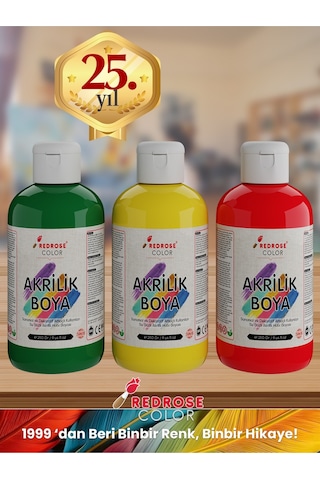 Red Rose Yeşil-sarı-kırmızı Akrilik Boya 3'lü Set 3 x 250 G
