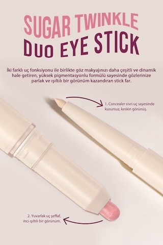 Çift Taraflı Kapatıcı Ve Işıltılı Kalem Far Perıpera Sugar Twinkle Duo Eye Stick 05 Frozen Pink 05