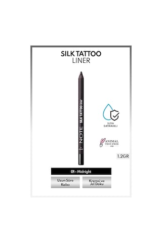 Note Cosmetics Silk Tattoo Liner Suya Dayanıklı İpeksi Jel Göz Kalemi - 01 Midnight - Siyah (Mat)