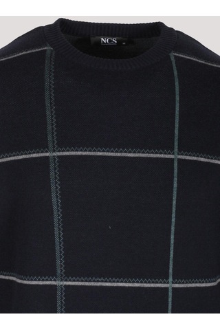 Erkek Triko Lacivert Bisiklet Yaka Desenli Slim Fit Pamuklu Kazak Ncs Jeans 3744-lacivert Lacivert