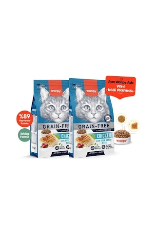 Wanpy Tahılsız Tavuklu Yetişkin Kedi Maması 1,5kg X 2 Adet