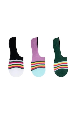 The Socks Company 160p 3 Çift Desenli Kadın Görünmez Çorap Çok Renkli