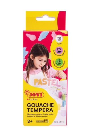 Jovı 520p Guaj Boya 15ml Kavanoz + Fırça Pastel Renkler - 6'lı Kutu Renksiz