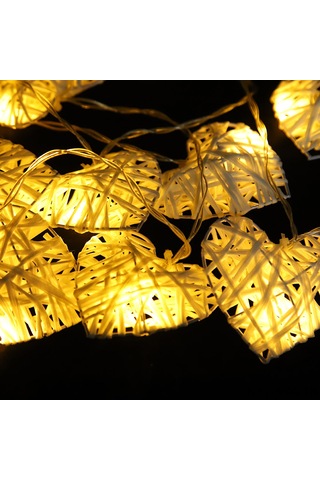 Springsun 2.5m 10 Adet Kalp Şekilli Rattan Işıklı Zincir - Doğal Malzeme, Ev Dekorasyonu, Parti & Düğün Pil Hariç Diğer