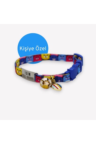 Caramelos Güvenlik Kilit İsimli Kedi Tasması-sallanmayan İsimlik-