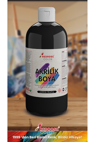 Red Rose Siyah Akrilik Boya 500  G