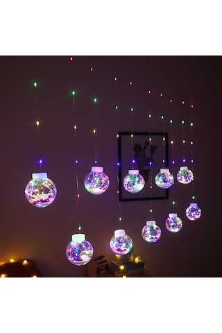 Led Bakır Tel Perde Işık Dilek Topu Noel Dekorasyonu Dize Işıklar, Rastgele Stil Teslimat, Fiş Tipi: Ab Fiş Renkli Işık