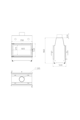 Echa Tech Tünel Çelik Şömine Haznesi Çift Yüzlü 70 X 51