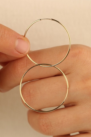 Çgk Çiğdem Gürel Kuyumculuk 14 Ayar 3cm Halka Altın Küpe Gold