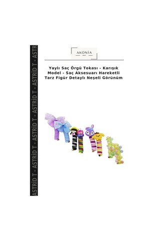 Astrid T Yaylı Saç Örgü Tokası - Karışık Model - Saç Aksesuarı Hareketli Tarz Figür Detaylı Neşeli Görünüm Çok Renkli