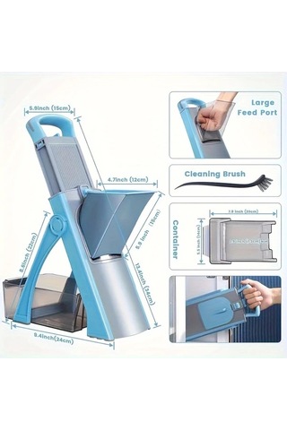 Dashanshop Genaı Çok Amaçlı Manuel Sebze Doğrayıcı Green Ayarlanabilir Gıda Kesici Çıkarılabilir Paslanmaz Çelik Bıçak Abs Mutfak Aleti Patates Salatalık Soğan Kesme İçin 1 Parça