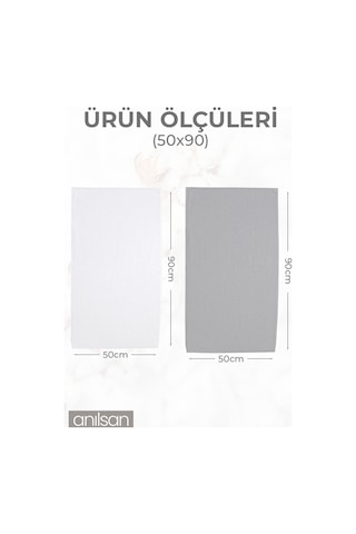 6'lı Gri-beyaz El Havlusu - 50x90 Cm, 225 Gr, %100 Pamuk, Spa Ve Otel Havlusu Beyaz - Gri