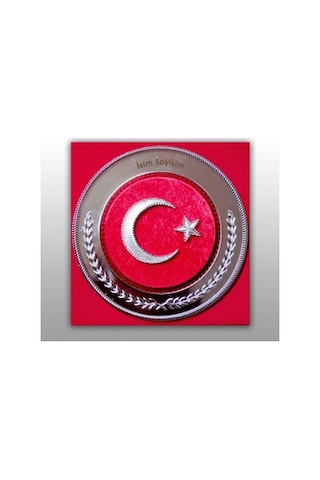 Ayyıldız Filografi İşlemeli Gümüş Tabak Plaket 28x28 Cm