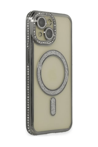 Apple iPhone Uyumlu Uyumlu 13 Kılıf Joke Simli Magneticsafe Kılıf - Gri