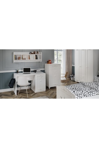Romantic Ders Çalışma Masası %100mdf 1. Beyaz